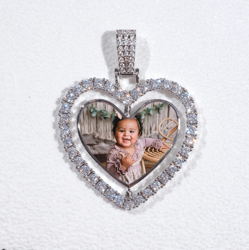 3D Spinning 2-Faced Heart Custom Picture Pendant