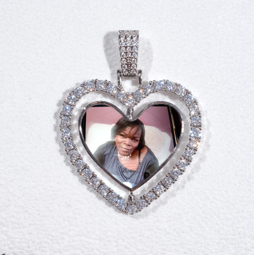 3D Spinning 2-Faced Heart Custom Picture Pendant