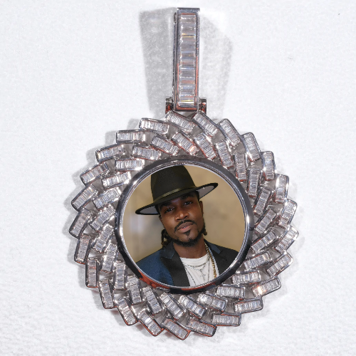 Large 3D Baguette Custom Picture Pendant