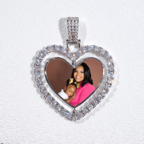 3D Spinning 2-Faced Heart Custom Picture Pendant