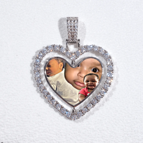3D Spinning 2-Faced Heart Custom Picture Pendant