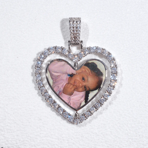3D Spinning 2-Faced Heart Custom Picture Pendant