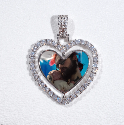 3D Spinning 2-Faced Heart Custom Picture Pendant