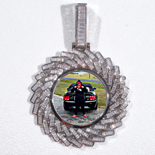 Large 3D Baguette Custom Picture Pendant