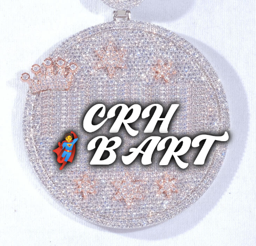 CUSTOM LETTER NECKLACE 3D BIG CROWN DISC