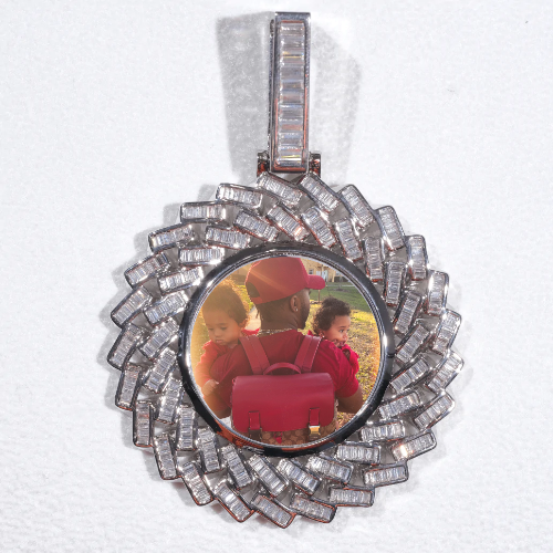 Large 3D Baguette Custom Picture Pendant