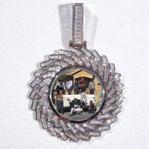 Large 3D Baguette Custom Picture Pendant