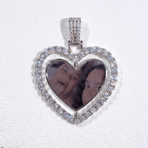 3D Spinning 2-Faced Heart Custom Picture Pendant