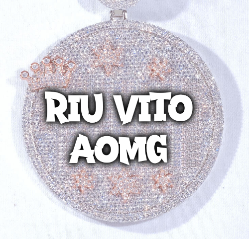 CUSTOM LETTER NECKLACE 3D BIG CROWN DISC