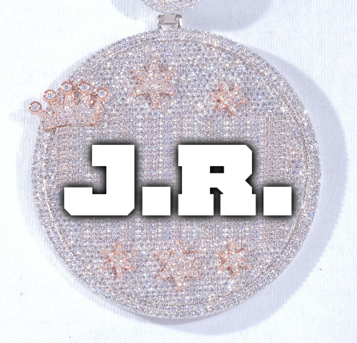 CUSTOM LETTER NECKLACE 3D BIG CROWN DISC