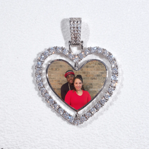 3D Spinning 2-Faced Heart Custom Picture Pendant