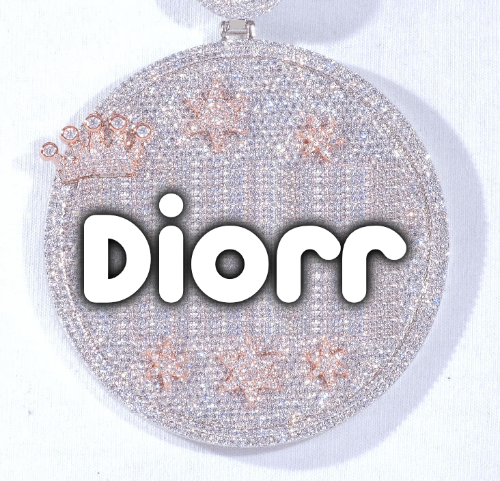 CUSTOM LETTER NECKLACE 3D BIG CROWN DISC