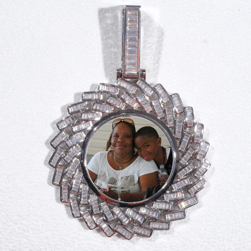 Large 3D Baguette Custom Picture Pendant