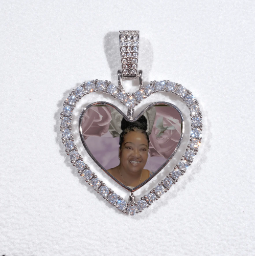 3D Spinning 2-Faced Heart Custom Picture Pendant