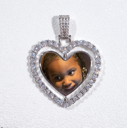 3D Spinning 2-Faced Heart Custom Picture Pendant