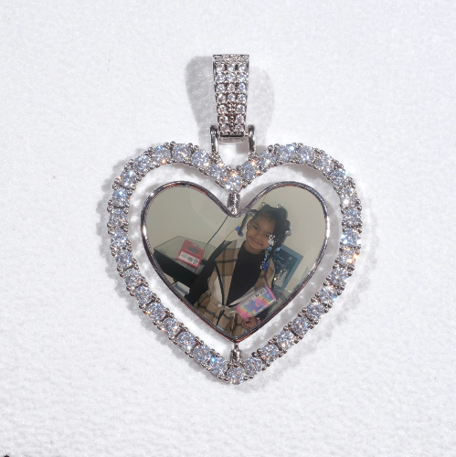 3D Spinning 2-Faced Heart Custom Picture Pendant