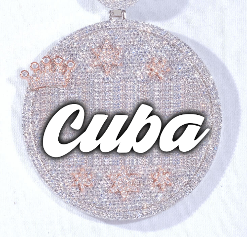 CUSTOM LETTER NECKLACE 3D BIG CROWN DISC