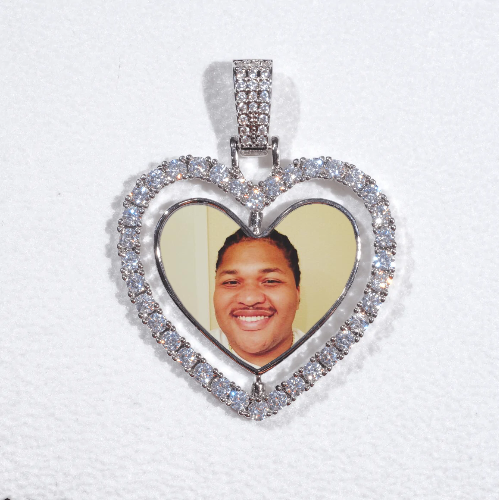 3D Spinning 2-Faced Heart Custom Picture Pendant