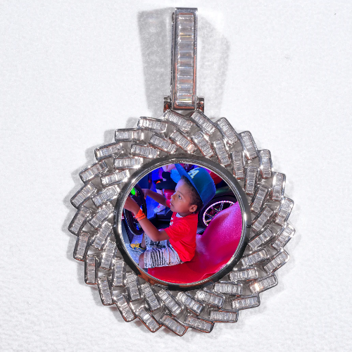 Large 3D Baguette Custom Picture Pendant