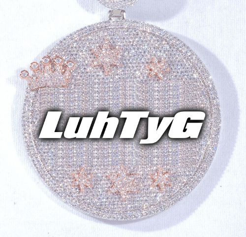 CUSTOM LETTER NECKLACE 3D BIG CROWN DISC