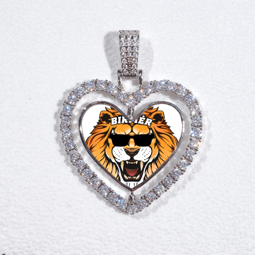 3D Spinning 2-Faced Heart Custom Picture Pendant
