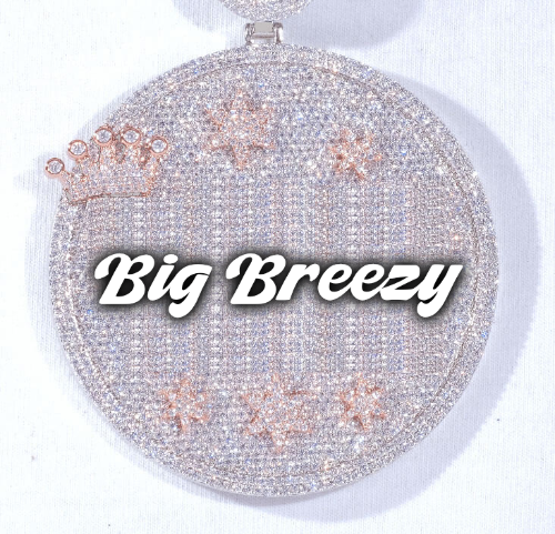 CUSTOM LETTER NECKLACE 3D BIG CROWN DISC