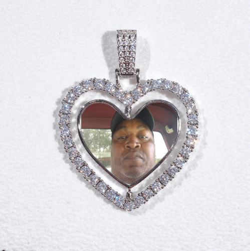 3D Spinning 2-Faced Heart Custom Picture Pendant