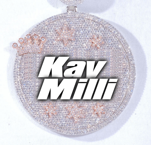 CUSTOM LETTER NECKLACE 3D BIG CROWN DISC