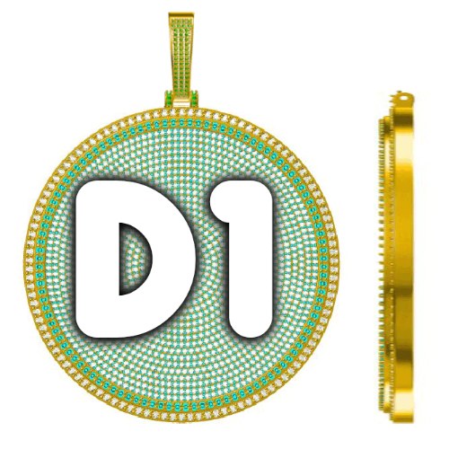 CUSTOM LETTER NECKLACE 3D BIG DISC