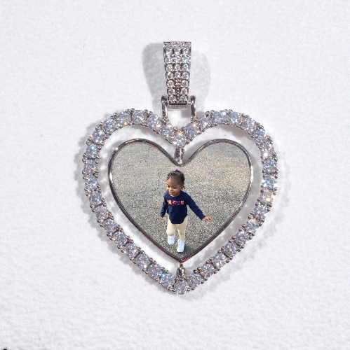 3D Spinning 2-Faced Heart Custom Picture Pendant