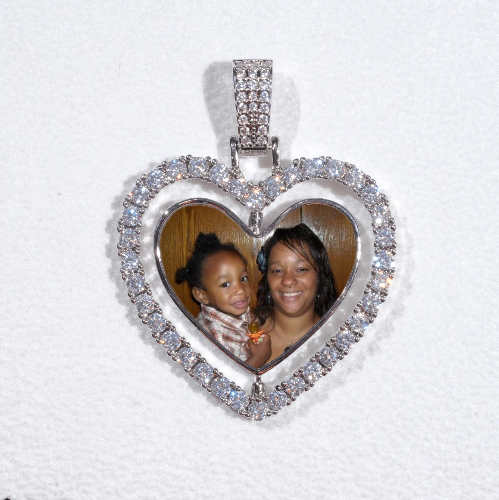 3D Spinning 2-Faced Heart Custom Picture Pendant
