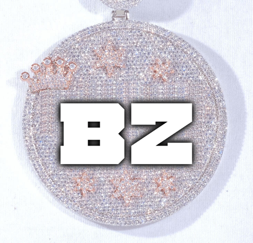 CUSTOM LETTER NECKLACE 3D BIG CROWN DISC