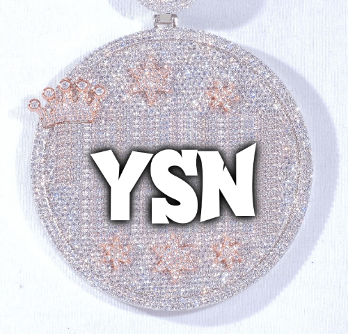 CUSTOM LETTER NECKLACE 3D BIG CROWN DISC