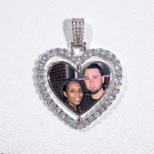 3D Spinning 2-Faced Heart Custom Picture Pendant