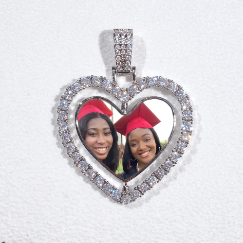 3D Spinning 2-Faced Heart Custom Picture Pendant