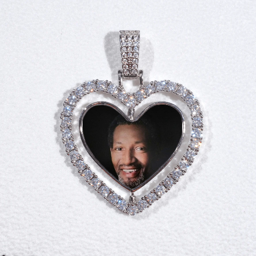 3D Spinning 2-Faced Heart Custom Picture Pendant