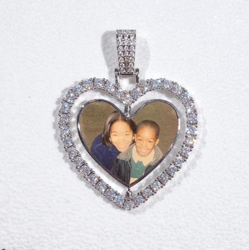 3D Spinning 2-Faced Heart Custom Picture Pendant