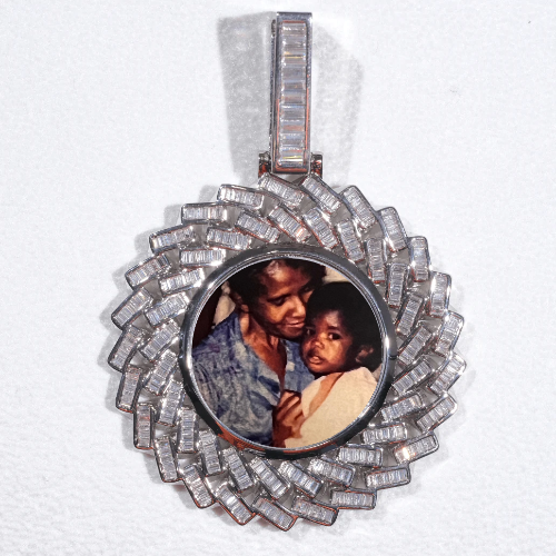 Large 3D Baguette Custom Picture Pendant