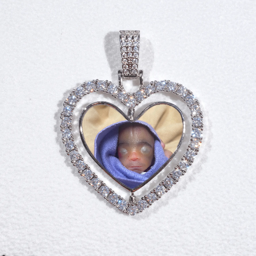 3D Spinning 2-Faced Heart Custom Picture Pendant