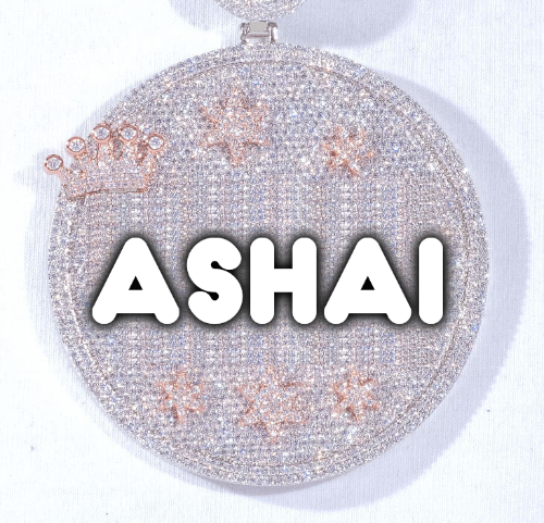 CUSTOM LETTER NECKLACE 3D BIG CROWN DISC