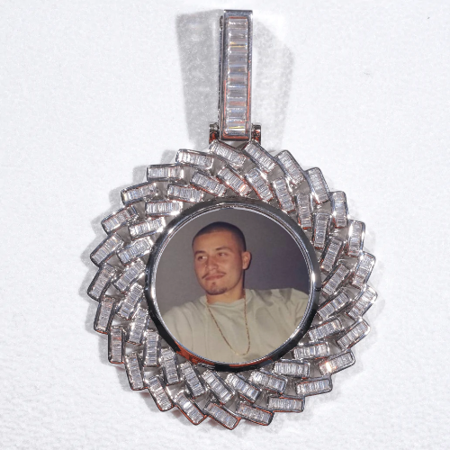 Large 3D Baguette Custom Picture Pendant