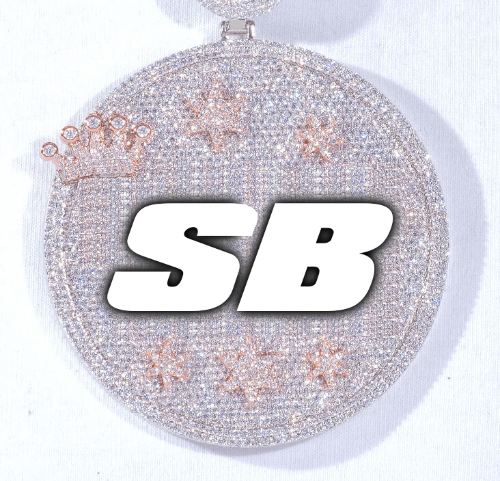 CUSTOM LETTER NECKLACE 3D BIG CROWN DISC
