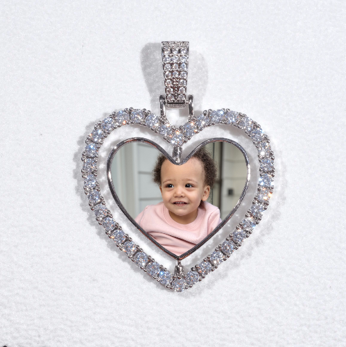 3D Spinning 2-Faced Heart Custom Picture Pendant
