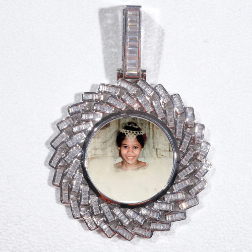 Large 3D Baguette Custom Picture Pendant