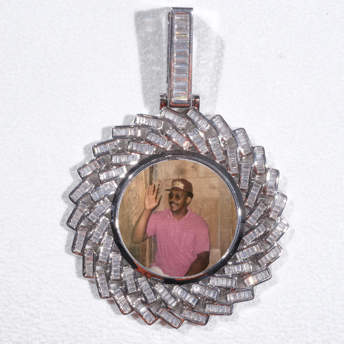 Large 3D Baguette Custom Picture Pendant