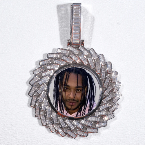 Large 3D Baguette Custom Picture Pendant