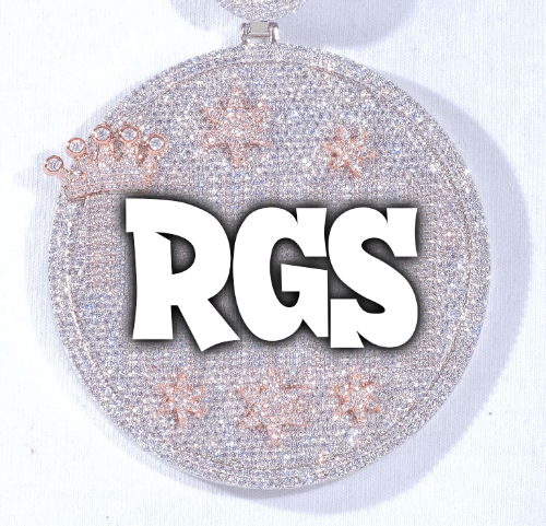 CUSTOM LETTER NECKLACE 3D BIG CROWN DISC