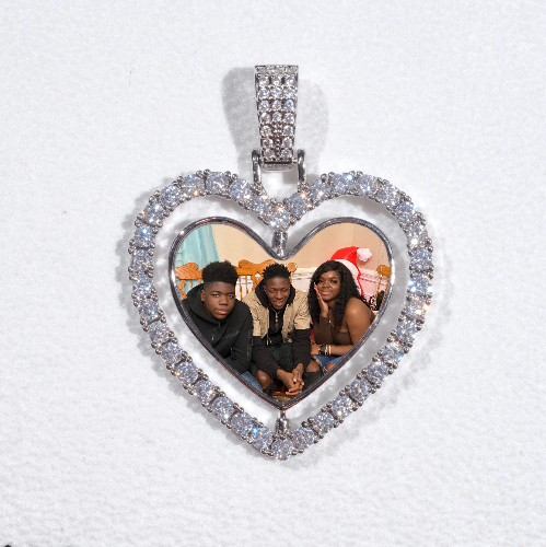 3D Spinning 2-Faced Heart Custom Picture Pendant