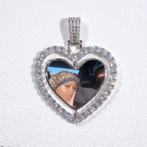 3D Spinning 2-Faced Heart Custom Picture Pendant