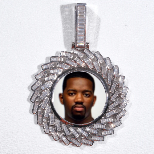 Large 3D Baguette Custom Picture Pendant